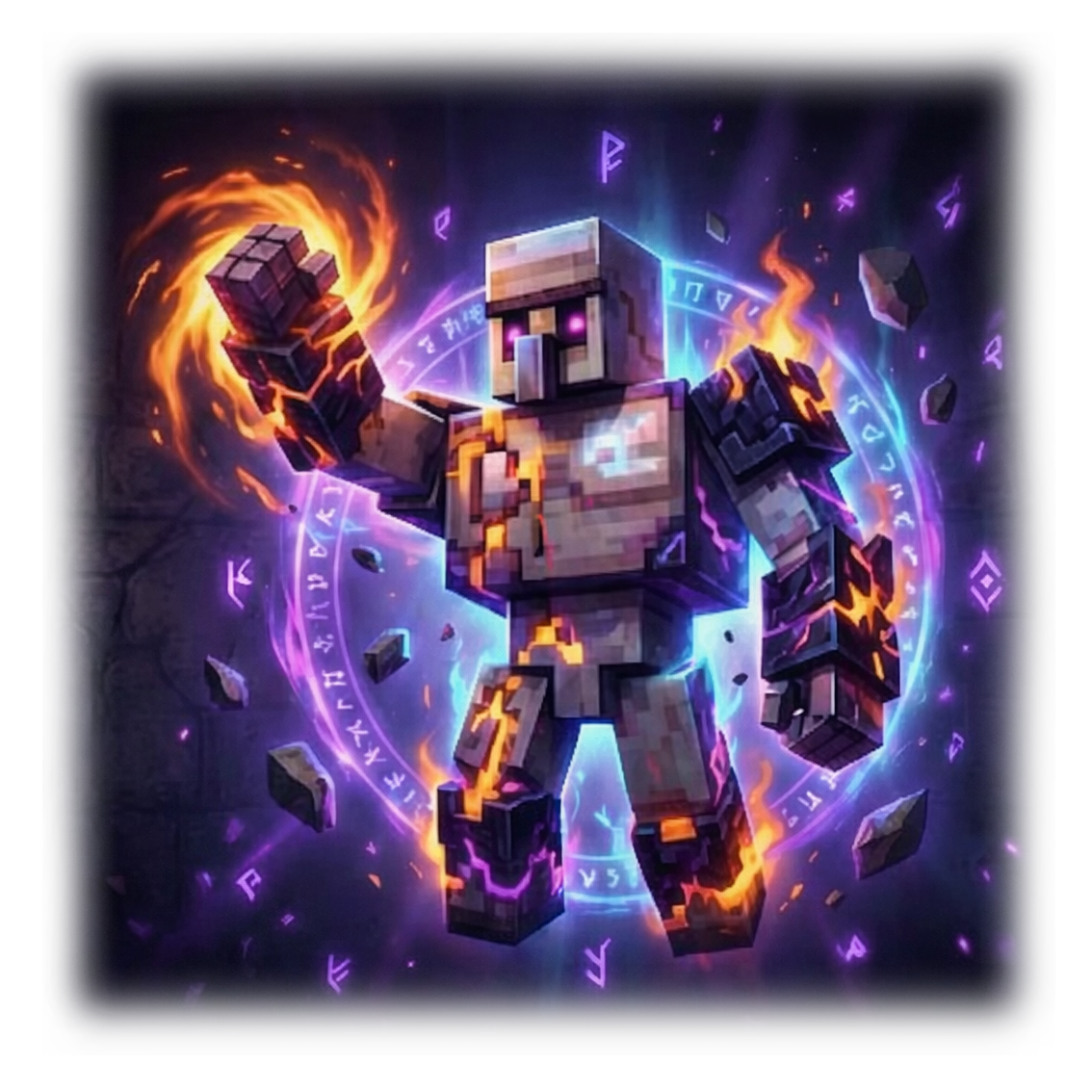Custom Minecraft Boss - Flame Golem with Fire Aura ability, 300 HP, Attack 12